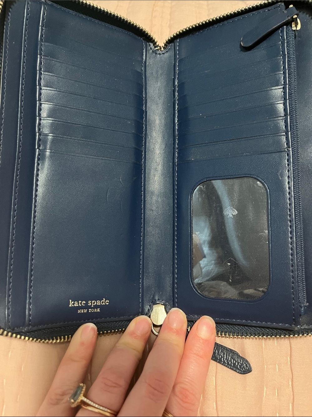 LAST CHANCE
kate spade navy pebbled zip-around wallet - Picture 7 of 9